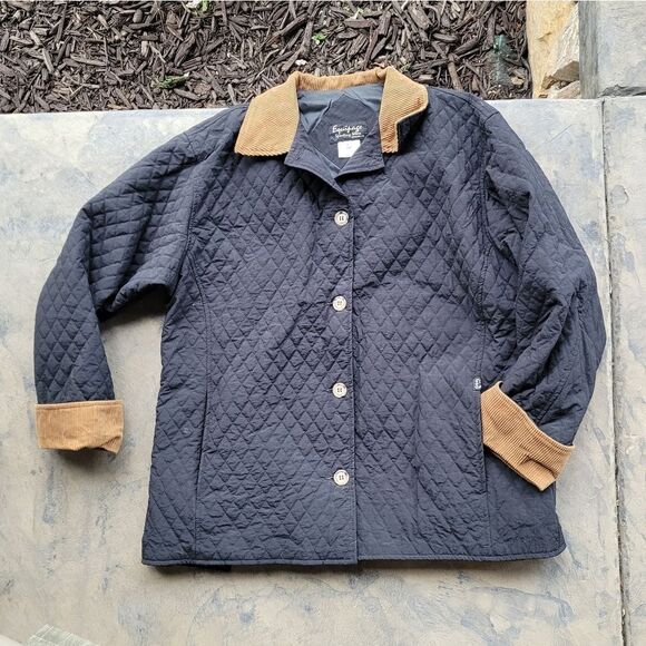 Equipage Quilted Riding Coat Jacket with Corduroy Details - Picture 2 of 6